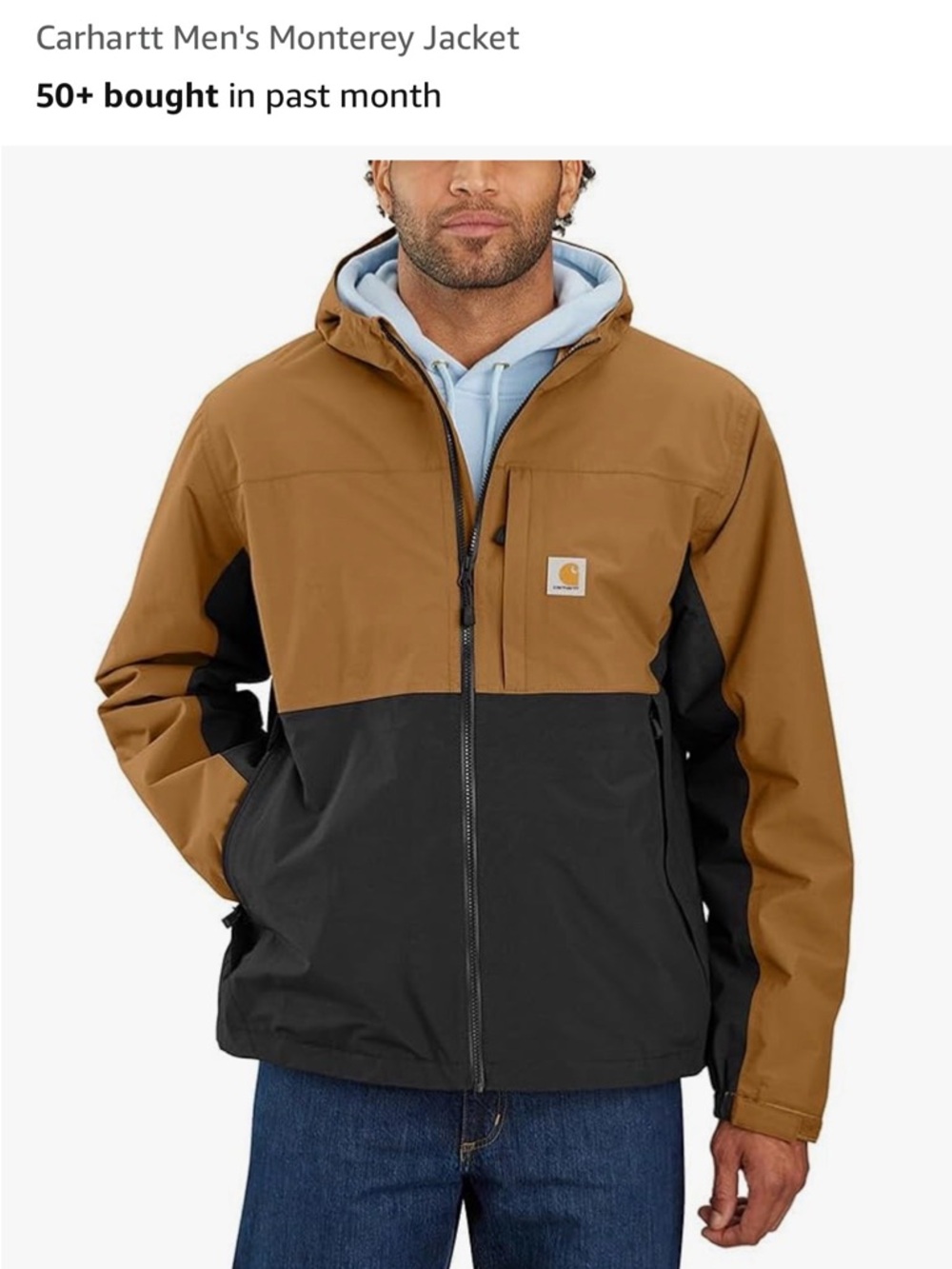Carhartt Two-Tone Hooded Windbreaker in Brown and Black